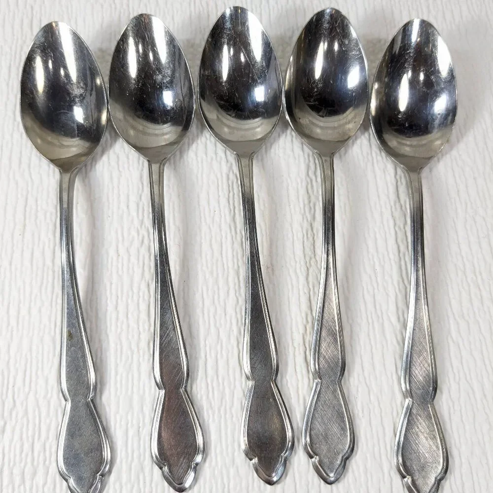 Vintage The Cellar LIVINGSTON place oval soup spoon SET 5 Stainless‎ steel